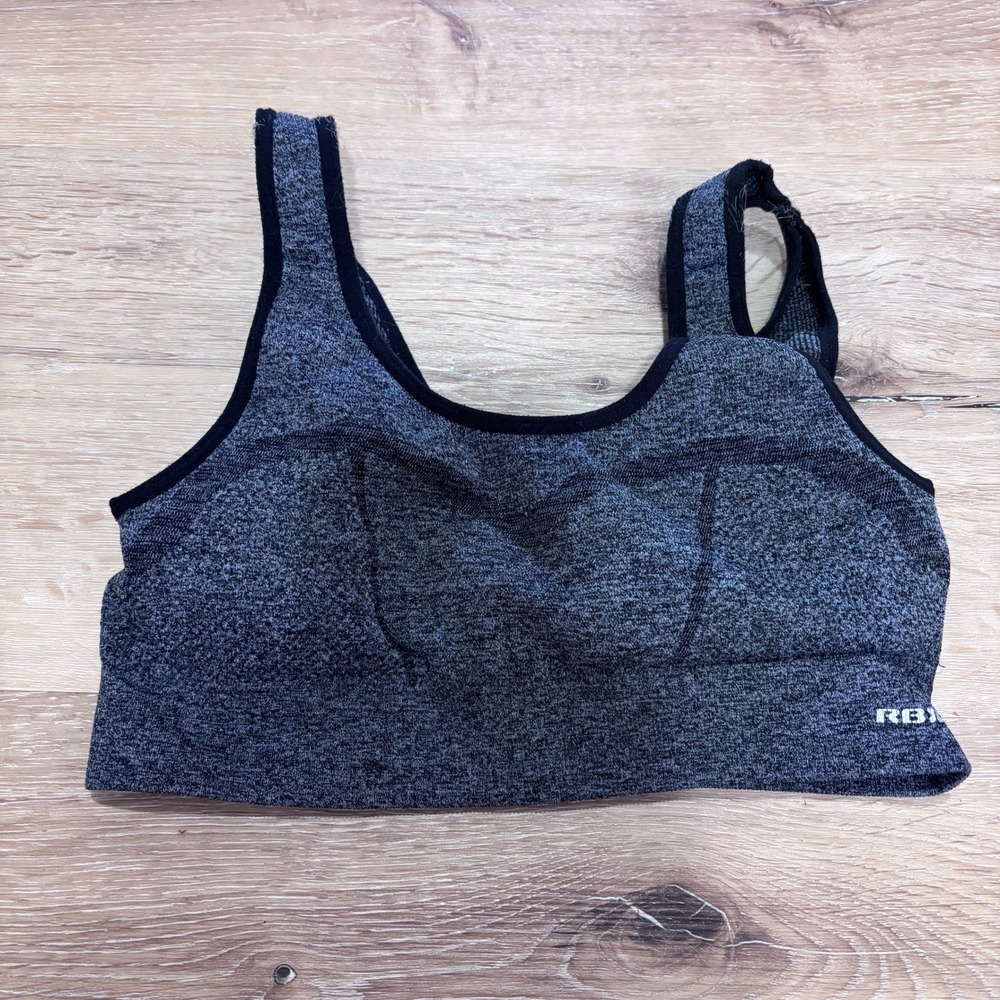 RBX Womens Small Grey Heathered Seamless Sports Bra Yoga Gym Activewear